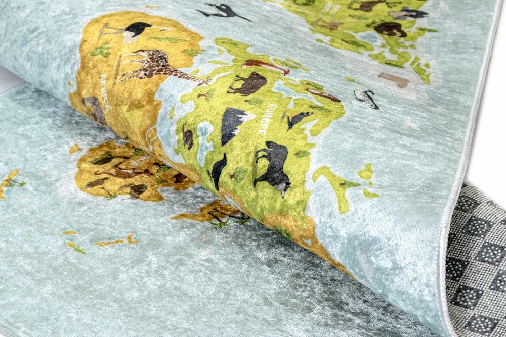 Kupdywan Dywan Dziecięcy MAPA Świata KONTYNENTY ZOO ANTYPOŚLIZGOWY 120x170