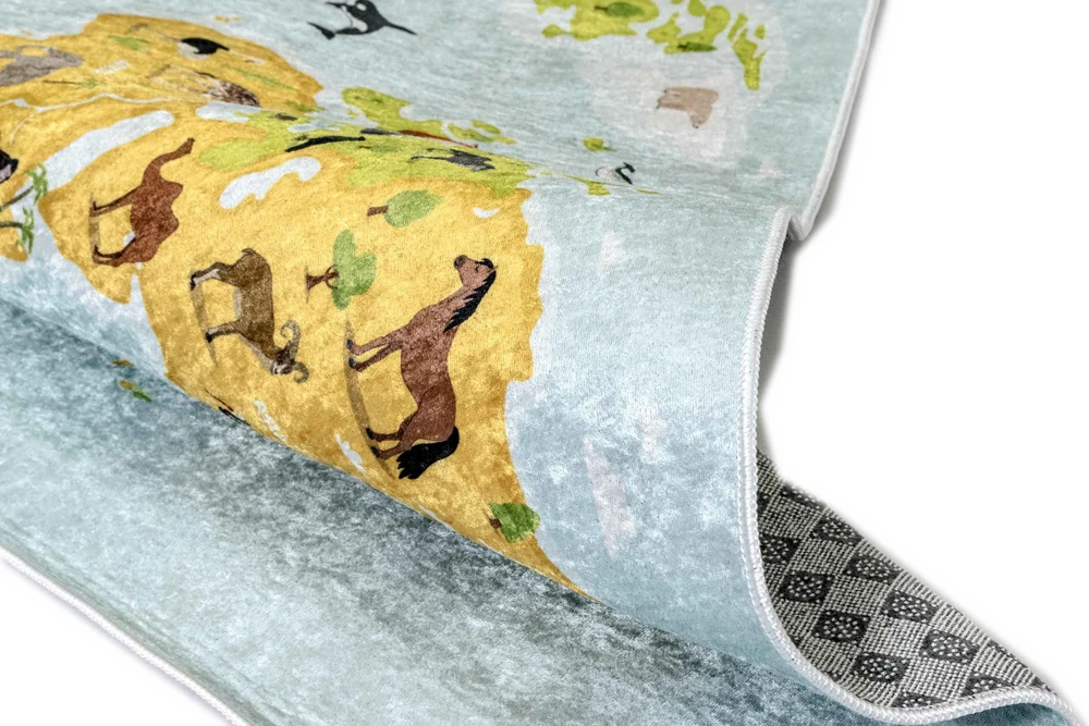 Kupdywan Dywan Dziecięcy MAPA Świata KONTYNENTY ZOO ANTYPOŚLIZGOWY 120x170