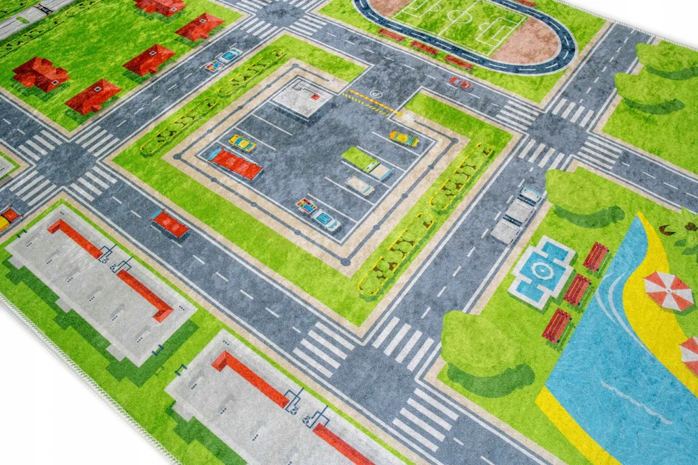 Kupdywan DYWAN DZIECIĘCY MIASTO ULICE ANTYPOŚLIZGOWY 80x150