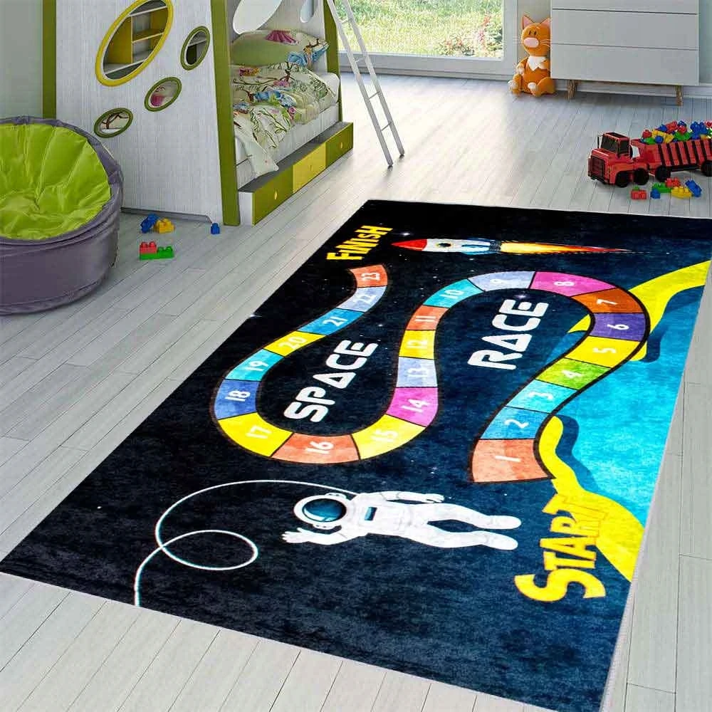 Kupdywan Dywan SPACE RACE KOSMONAUTA dla Dziecka Gra planszowa 120x170 cm