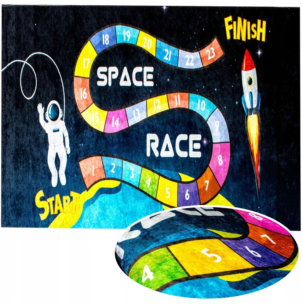 Kupdywan Dywan SPACE RACE KOSMONAUTA dla Dziecka Gra planszowa 120x170 cm