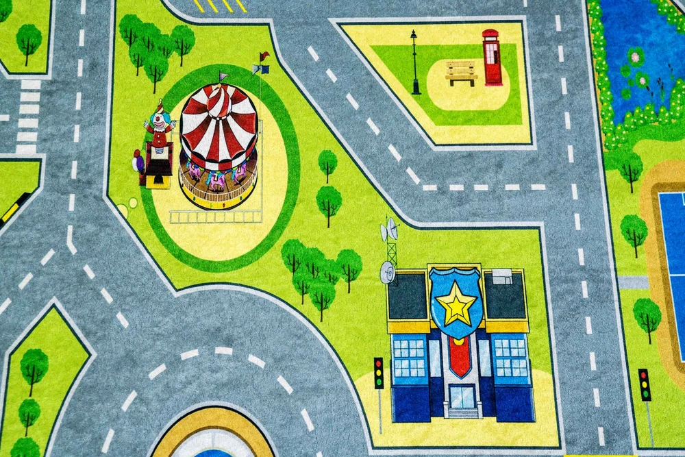 Kupdywan VAIKŲ KILIMAS KELIAS MIESTO KAIMO GATVĖS MARŠRUTAI APAČIAS 120x170cm