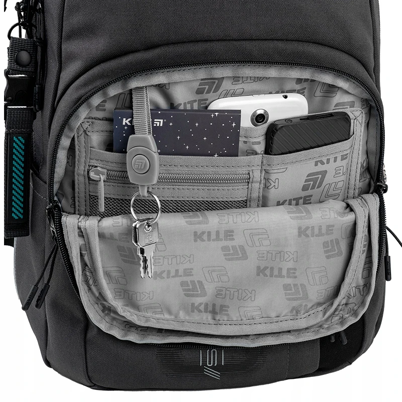 Mokyklinė kuprinė „Kite“ K26-2578M-3. pilkos sp.. 29x17x42 cm
