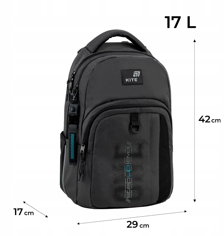 Mokyklinė kuprinė „Kite“ K26-2578M-3. pilkos sp.. 29x17x42 cm
