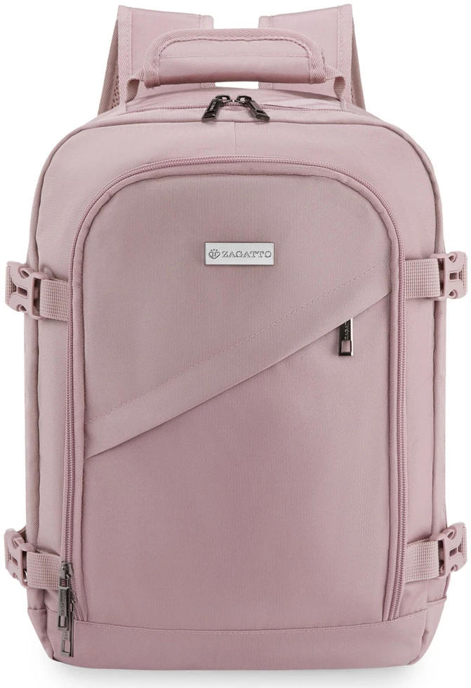 Zagatto Kelioninė kuprinė lėktuvui 40x30x20 cm su laptopo skyriumi, lengvas rankinis bagažas Ryanair / Wizz Air, rožinė