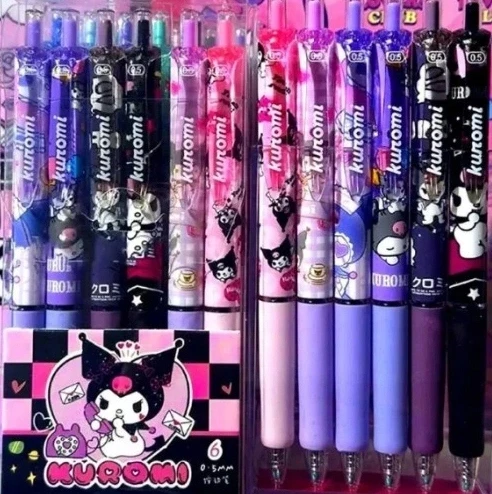 Kuromi Sanrio rašikliai 6 vnt. uždarame dėkle