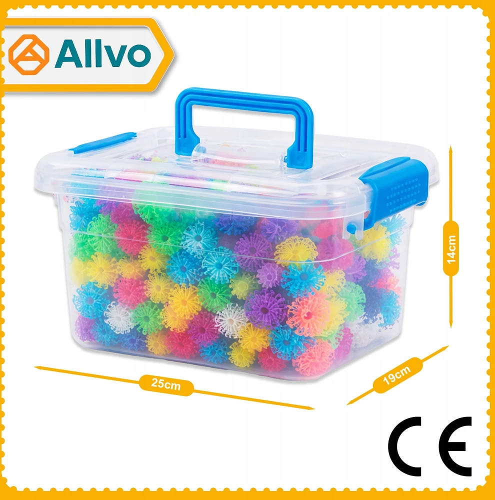 Allvo Kūrybinės kaladėlės, Velcro kamuoliukai, žaislai vaikams, spalvingi, lavinantys, 800 vnt