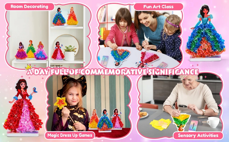 Kūrybiniai „Poke in Fun“ princesių rinkiniai 4-8 metų mergaitėms