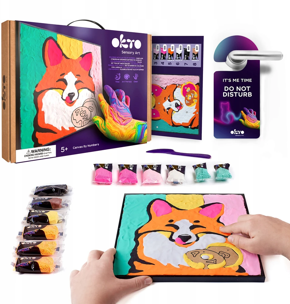 Kūrybinio meninio lapės paveikslo rinkinys, plastilinas, putplasčio virvė, OKTO