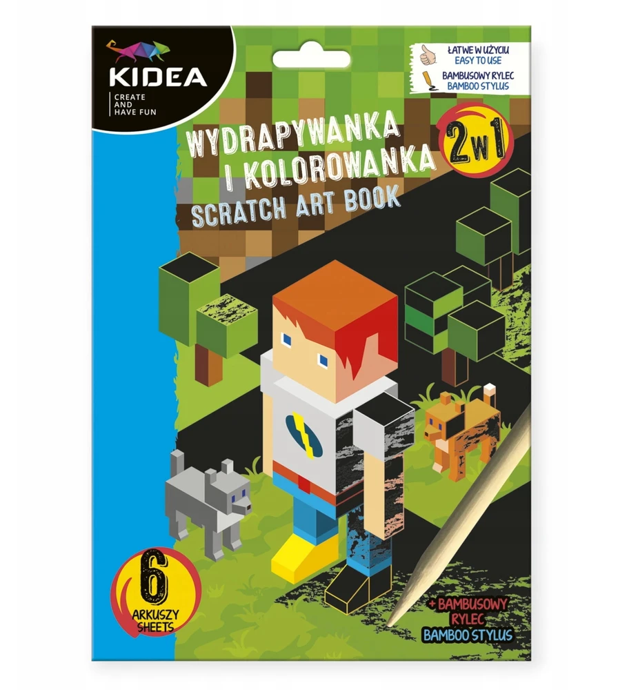 Kūrybinis mozaikų, spalvinimo puslapių, draskymo žaidimo PIXEL Kidea rinkinys BERNIUKUI