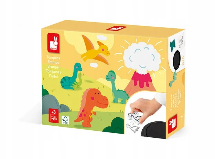 Kūrybinis pašto ženklų rinkinys Dinosaurs 3+, Janod