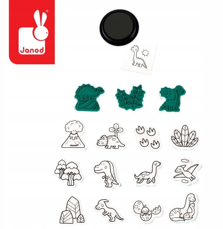 Kūrybinis pašto ženklų rinkinys Dinosaurs 3+, Janod