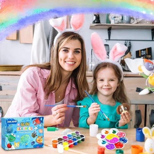 Kūrybinis rinkinys kriauklėms ir akmenims tapyti 6 spalvos vaikams