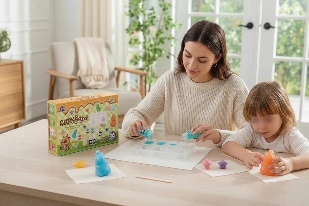 KŪRYBINIS RINKINYS, KURIAMAS „CAPYBARA GEL“ FIGURĖLĖMS VAIKAMS „pasidaryk pats“