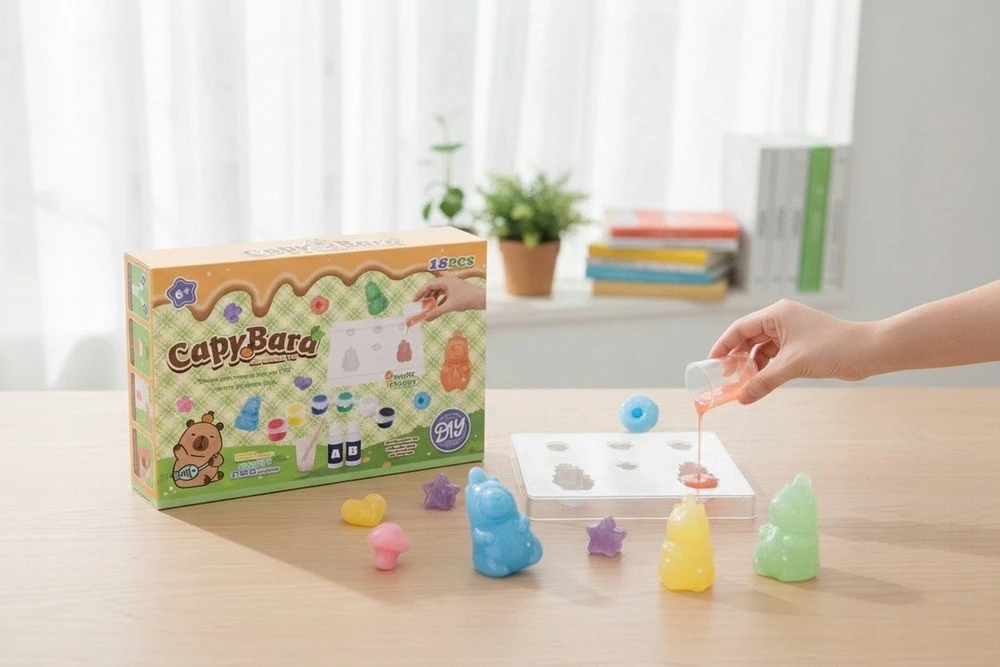 KŪRYBINIS RINKINYS, KURIAMAS „CAPYBARA GEL“ FIGURĖLĖMS VAIKAMS „pasidaryk pats“