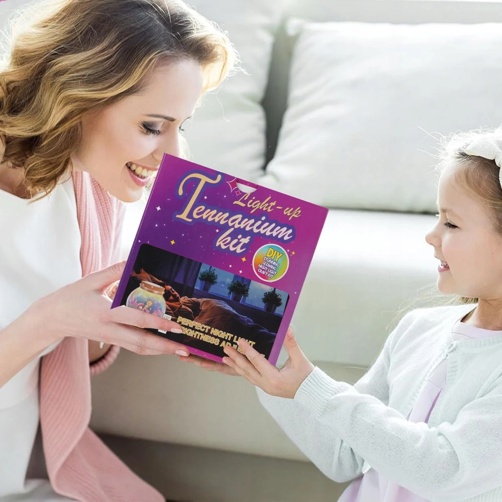 KŪRYBINIS RINKINYS MERGAITĖMS NAKTINIS LAMPAS KINETIC SAND DIY DOVANŲ