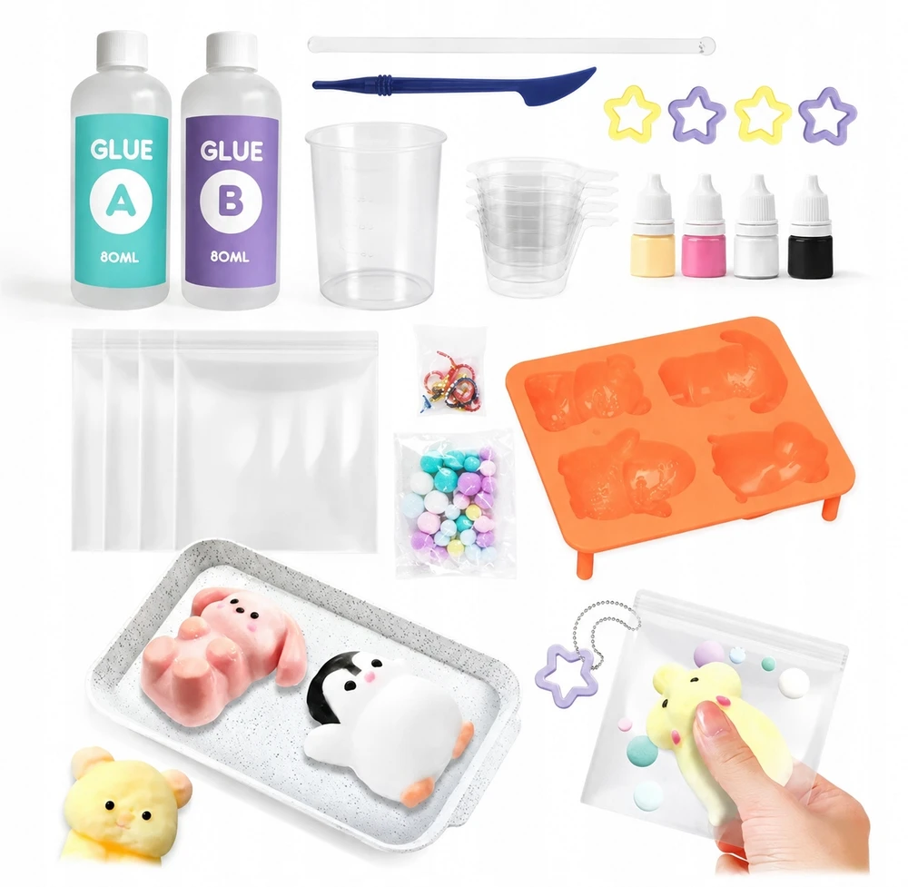 KŪRYBINIS RINKINYS, SKIRTAS PAGALBŪS GAMINTI SLIME MASĖS DIY GYVŪNUS