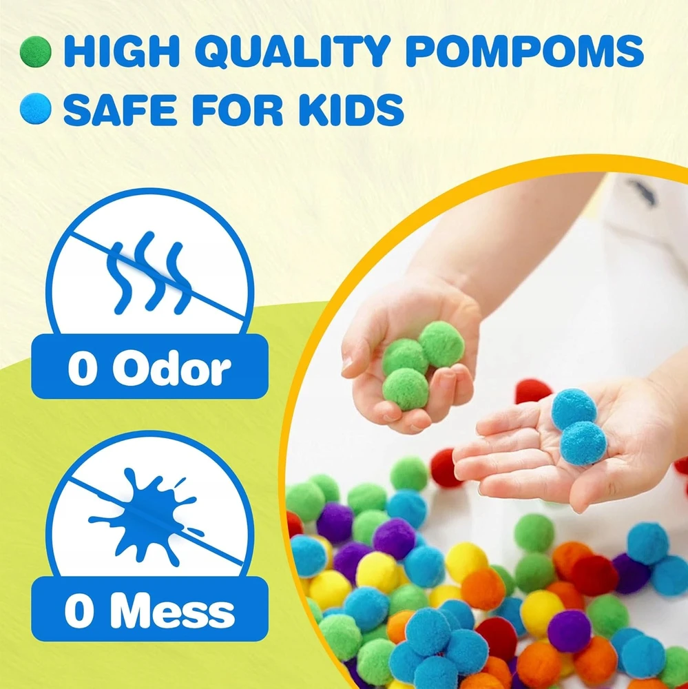 KŪRYBINIS RINKINYS VAIKAMS POMPOMS DIY DIY 3-6 METŲ GYVŪNAMS
