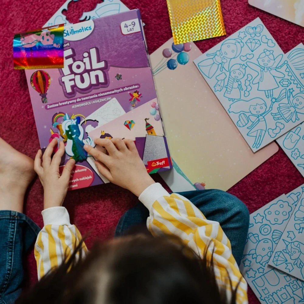 Kūrybinis „Trefl Skillmatics“ rinkinys, folijos linksmybės, vienaragiai ir princesės