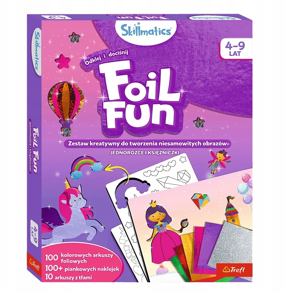 Kūrybinis „Trefl Skillmatics“ rinkinys, folijos linksmybės, vienaragiai ir princesės