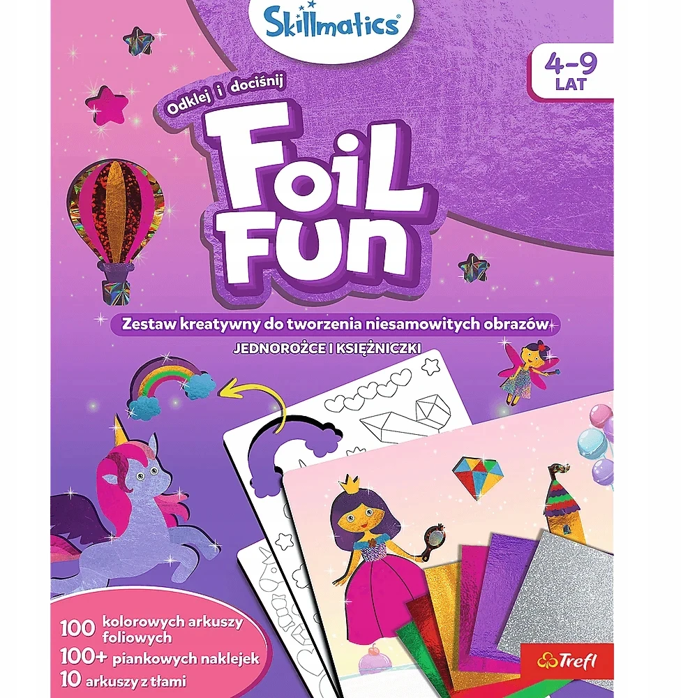Kūrybinis „Trefl Skillmatics“ rinkinys, folijos linksmybės, vienaragiai ir princesės