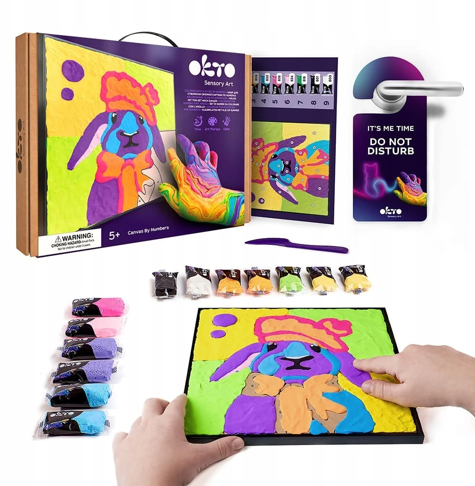 Kūrybiškų meninių triušio paveikslėlių rinkinys, plastilinas, putplasčio kūgis, OKTO