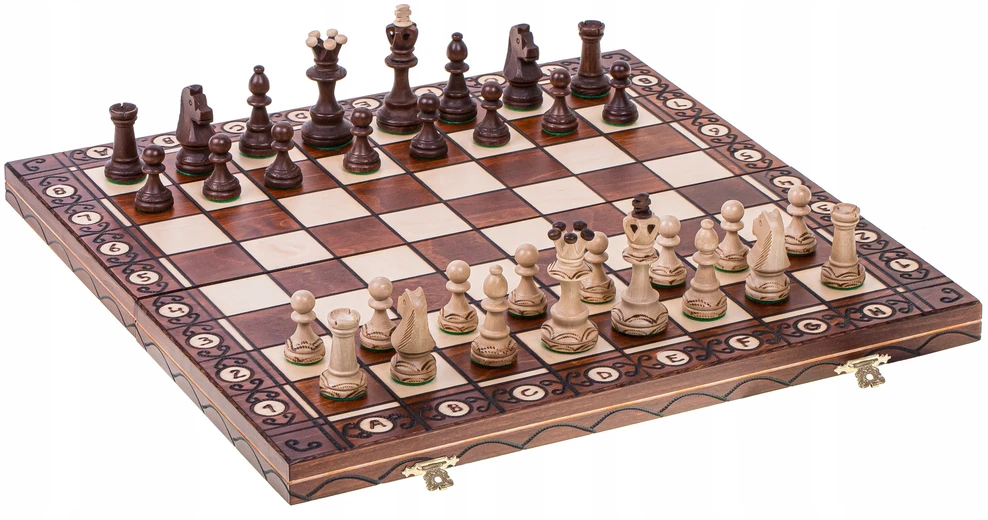 Kvadratas - CONSUL LUX medinės šachmatų figūrėlės - 48 x 48 cm - Metalinės svertinės figūrėlės