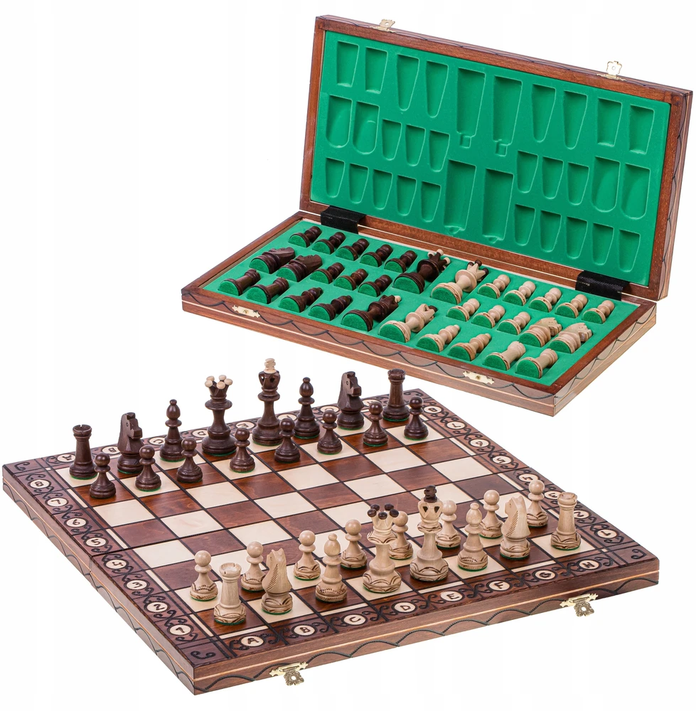 Kvadratas - CONSUL LUX medinės šachmatų figūrėlės - 48 x 48 cm - Metalinės svertinės figūrėlės