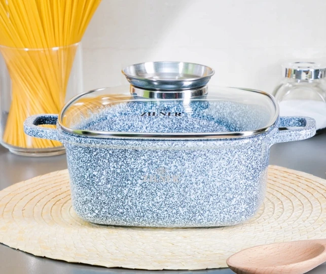 Kvadratinis keramikinis-marmurinis puodas ZILNER ZL-7062 (4,4 l) dujų indukcija