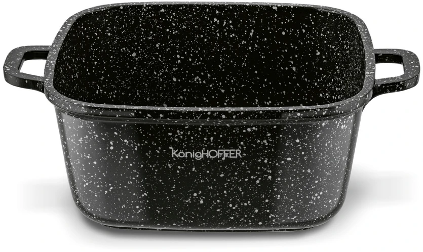 Kvadratinis KERAMINIS PUODAS SU dangteliu KONIGHOFFER KINGSTONE 24 CM 4,9 L