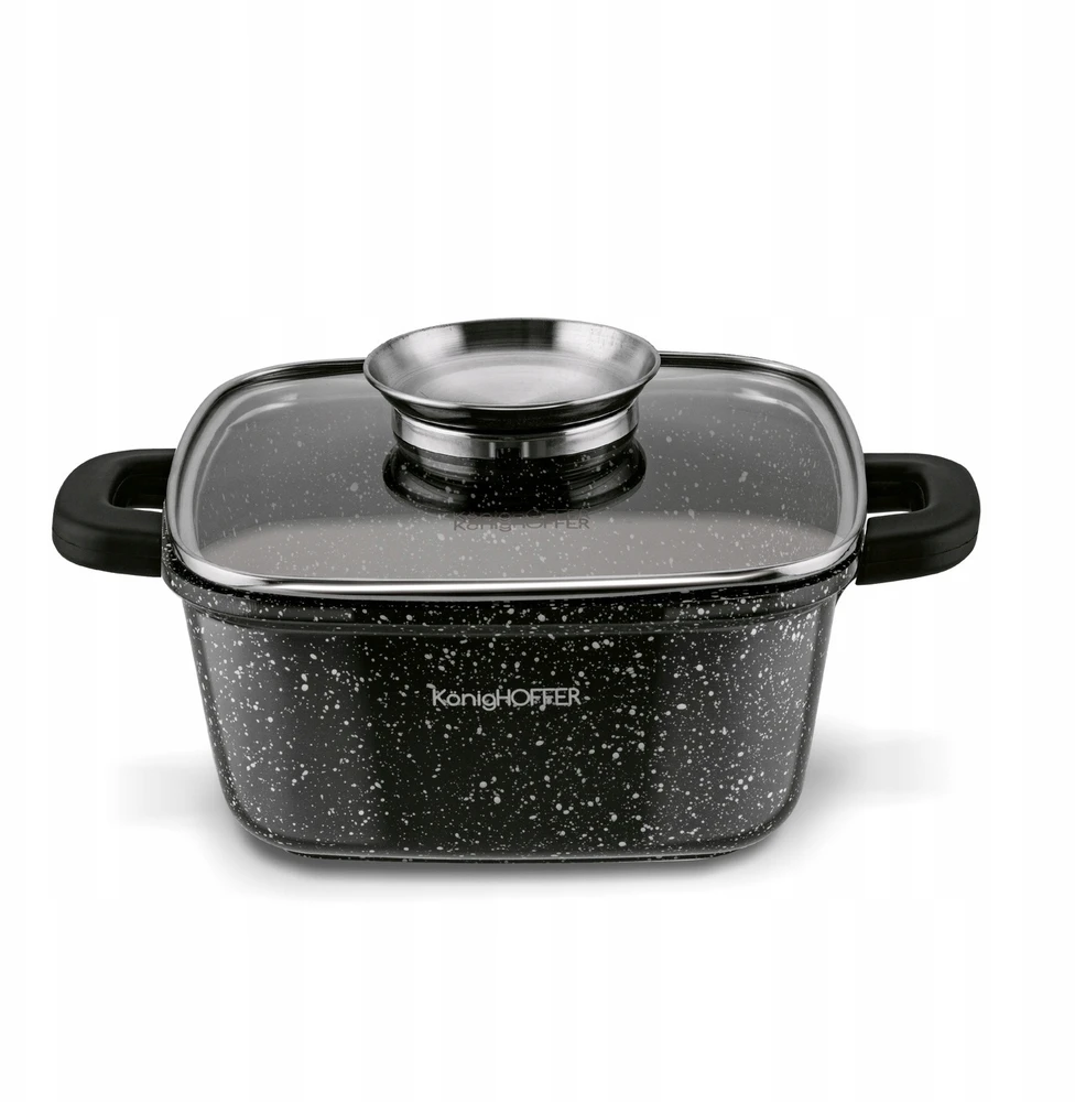 Kvadratinis KERAMINIS PUODAS SU dangteliu KONIGHOFFER KINGSTONE 24 CM 4,9 L