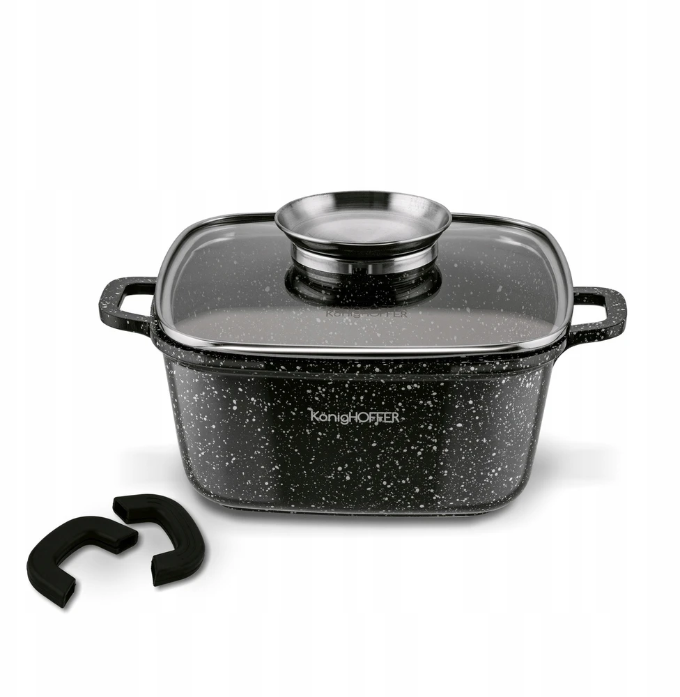 Kvadratinis KERAMINIS PUODAS SU dangteliu KONIGHOFFER KINGSTONE 24 CM 4,9 L
