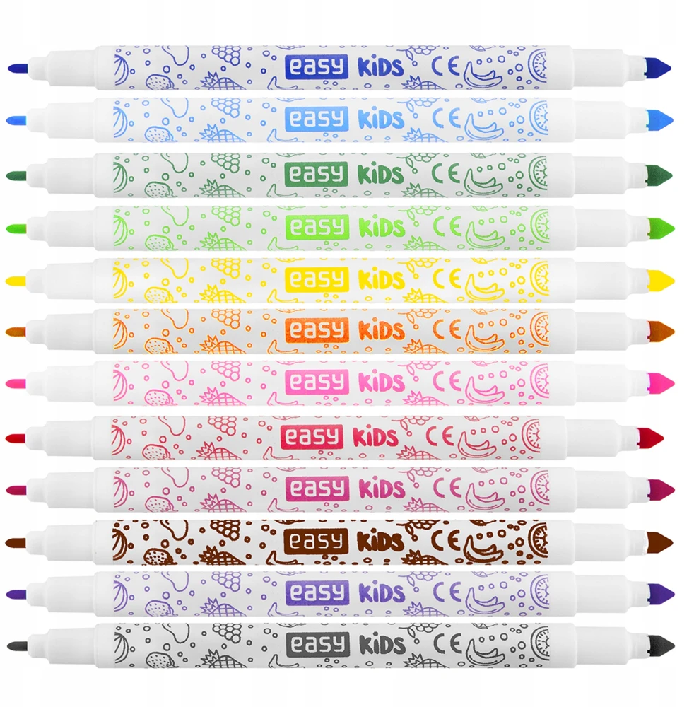 Kvapnūs dvipusiai trinami rašikliai 12 spalvų - Easy Stationery