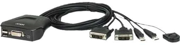 Aten 2 prievadų USB DVI kabelis KVM jungiklis su nuotolinio prievado parinkikliu | Aten | Nuotolinis prievado parinkiklis | 2 prievadų USB DVI kabelis KVM jungiklis su nuotolinio prievado parinkikliu