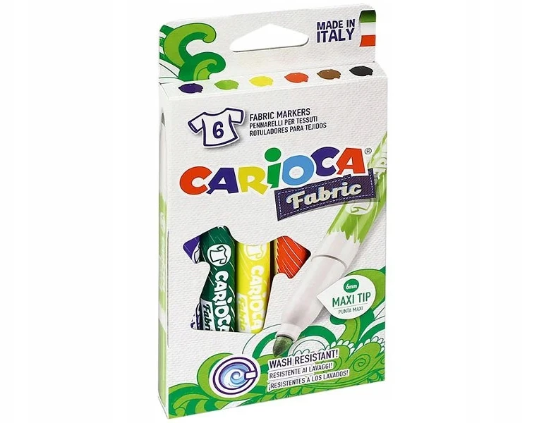 Kw Trade Flomasteriai 6 spalvų piešimui ant audinių Carioca, 1vnt.