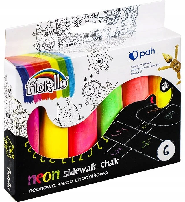 Kw Trade KELIO KREIDŲ RINKINYS NEONINĖS PIEŠIMO KREIDOS 6 SPALVŲ MOKYKLOS KREIDOS