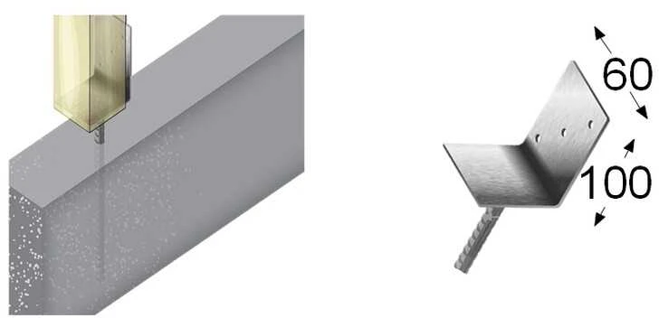 L tipo tvirtinimo pagrindas su inkaru Arras 70x60x100x5.0x200mm karštai cinkuotas