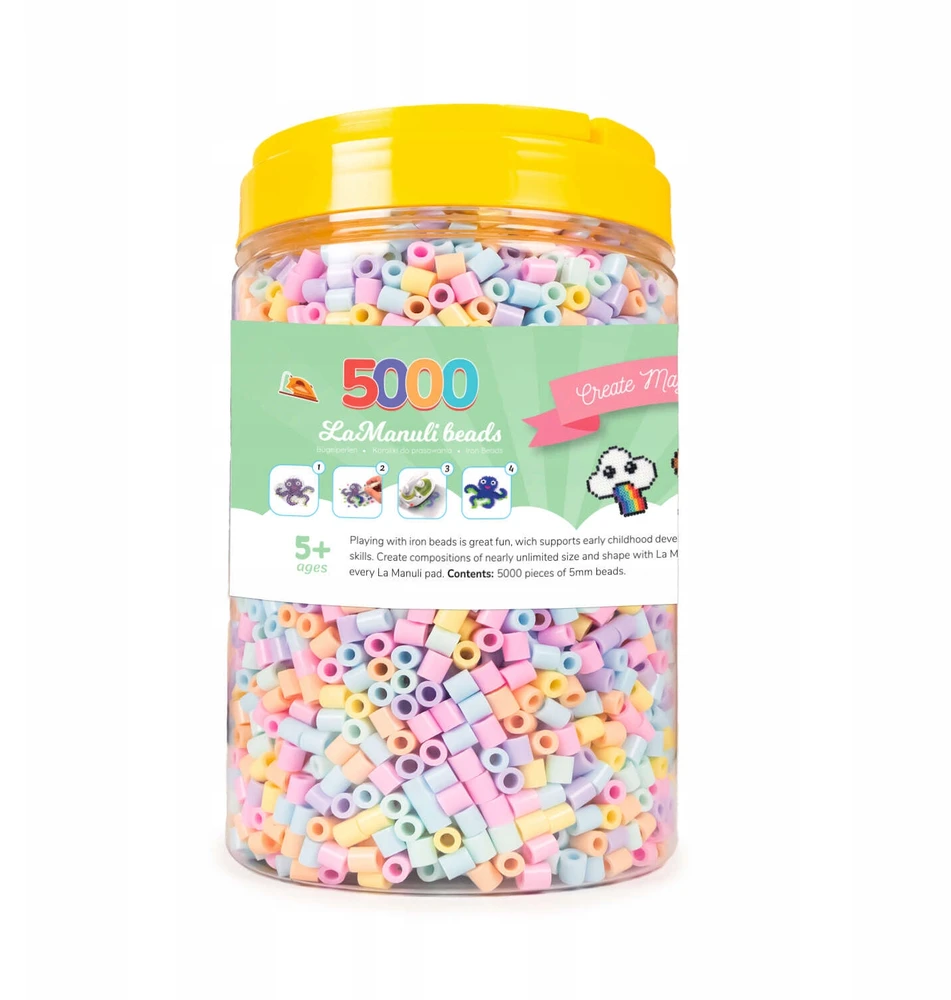 La Manuli Lyginimo karoliukai 5000vnt PASTEL Midi dydis 5mm Stiklainis