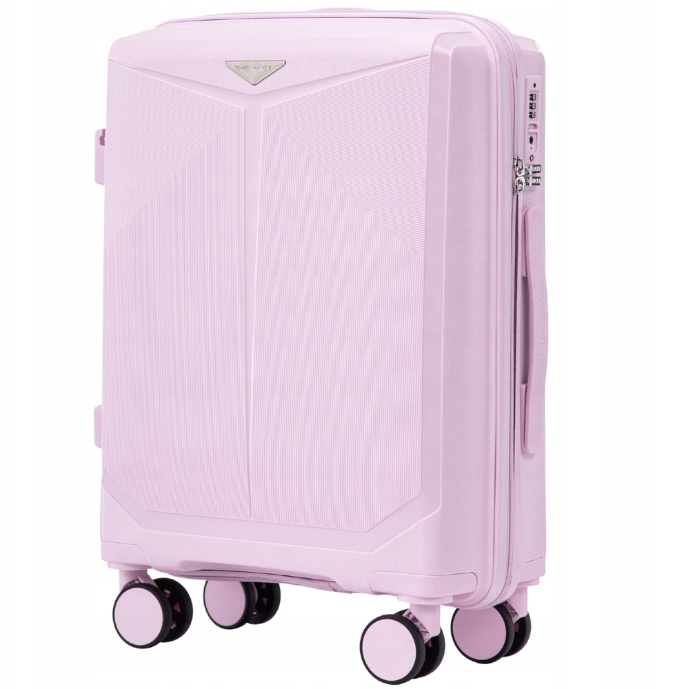 Lagaminas Wings CKT02, S, šviesiai rožinis 55x40x20cm Ryanair ir Wizzair,polipropilenas , TSA spyna