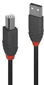 USB Kabelis - LINDY USB 2.0 Tipo A į Mini-B Laidas, 90 Laipsnių Dešinysis Kampas, M/M, 0.5 m, Juodas