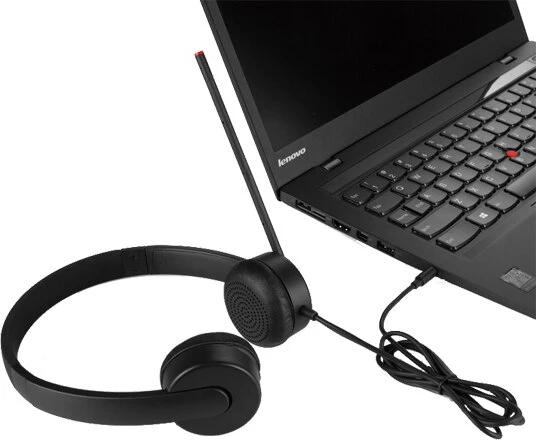 Laidinės Ausinės - LINDY USB Type A Laidinės Ausinės su Integruotu Valdymu, Juoda