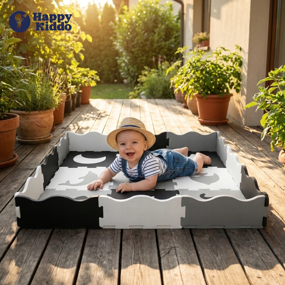 LAIKOMASIS PUTOLOLIS KILIMAS Happy Kiddo Puzzle maniežas Floor 34 vnt 126 cm