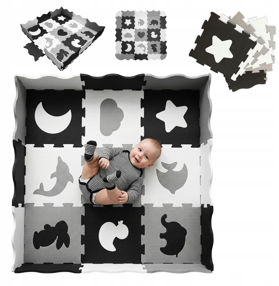 LAIKOMASIS PUTOLOLIS KILIMAS Happy Kiddo Puzzle maniežas Floor 34 vnt 126 cm