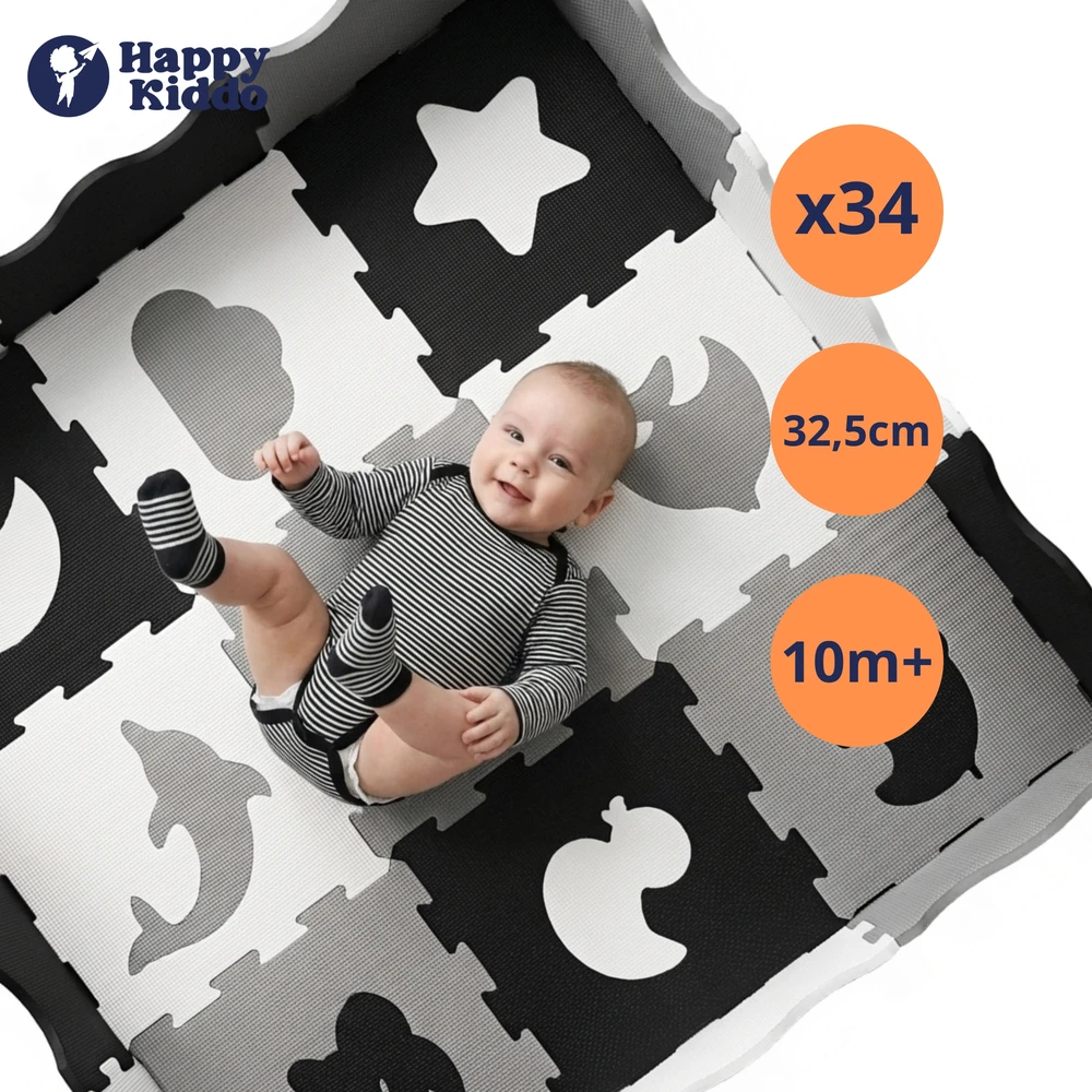 LAIKOMASIS PUTOLOLIS KILIMAS Happy Kiddo Puzzle maniežas Floor 34 vnt 126 cm