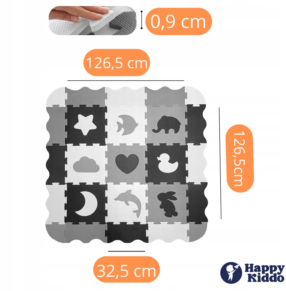 LAIKOMASIS PUTOLOLIS KILIMAS Happy Kiddo Puzzle maniežas Floor 34 vnt 126 cm