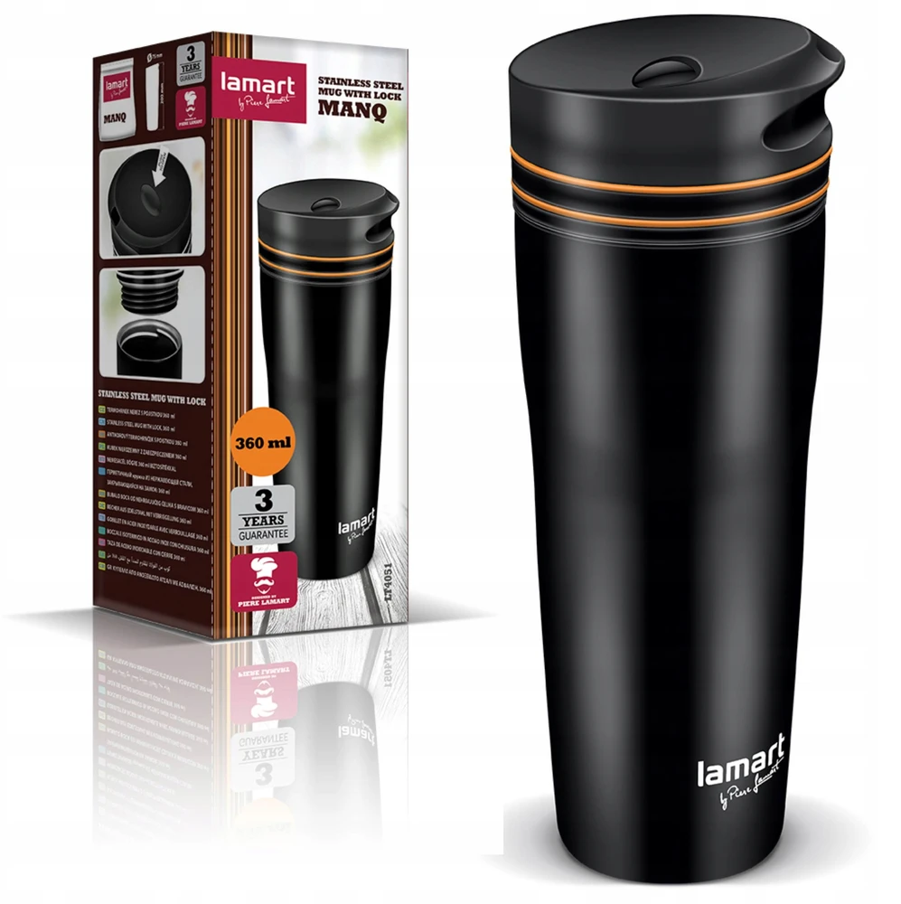 Termo gertuvė 360ml juoda/oranž.LT4051 Lamart