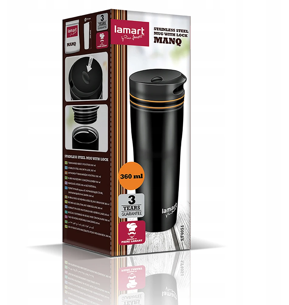 Termo gertuvė 360ml juoda/oranž.LT4051 Lamart