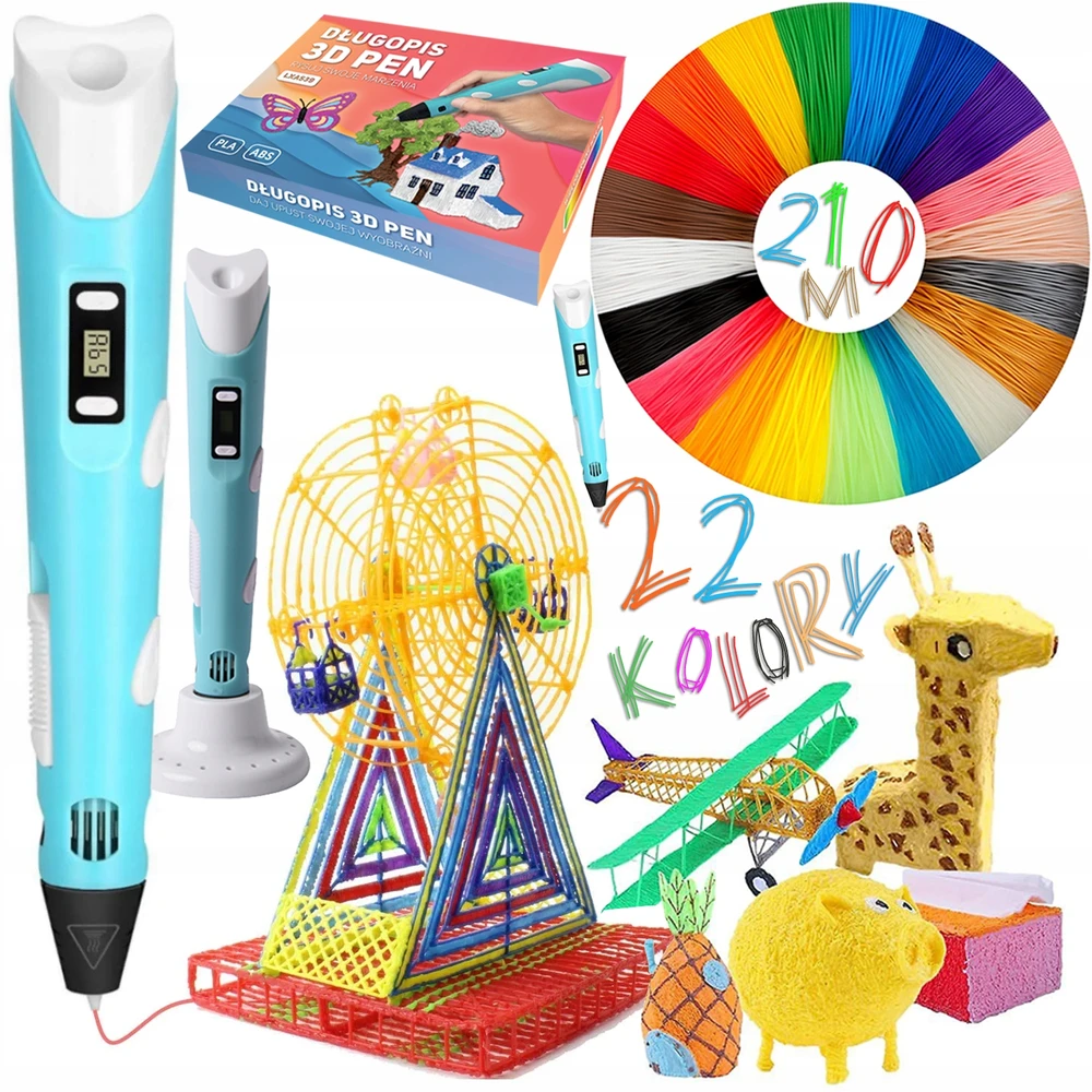 Lamex TUŠKINIS 3D SPAUSDINTUVAS VAIKAMS / MEGA SET FILAMENT COLOR Įdėklai 210M