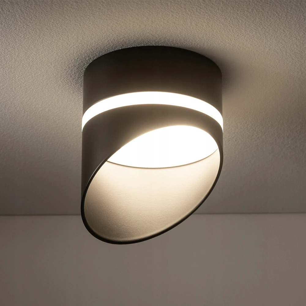 Lampa podtynkowa punktowa nowoczesna skośna okrągła juoda VIS Nowodvorski