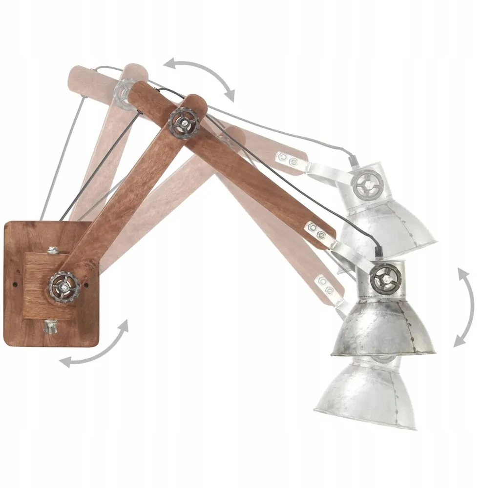 Lampa ścienna w industrialnym stylu, sidabrinė, okrągła, E27